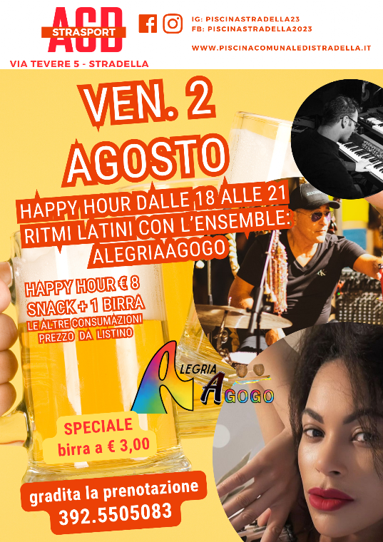 2 agosto happy hour con alegriaa gogo