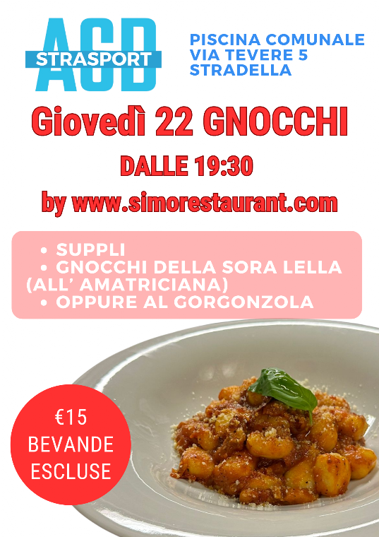 giovedì 22/8 gnocchi - piscina di stradella 